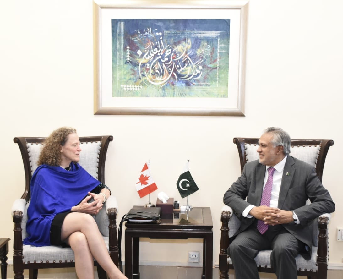 H.E Ms. Leslie Scanlon, High Commissioner of Canada called on Federal Minister Senator Mohammad Ishaq.