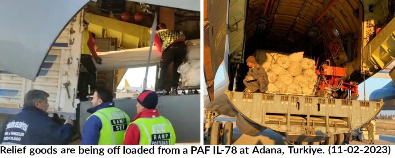 PAF’s IL-78 AIRCRAFT CARRYING RELIEF GOODS ARRIVES IN ADANA, TURKIYE.
