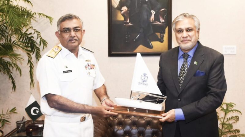 Vice Admiral Naveed Ashraf, Vice Chief of Naval Staff called on Federal Minister Senator Mohammad Ishaq.