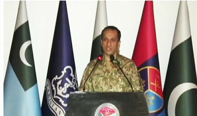 Press conference of DG ISPR Major General Ahmad Sharif Chaudhry on 25 April 2023.