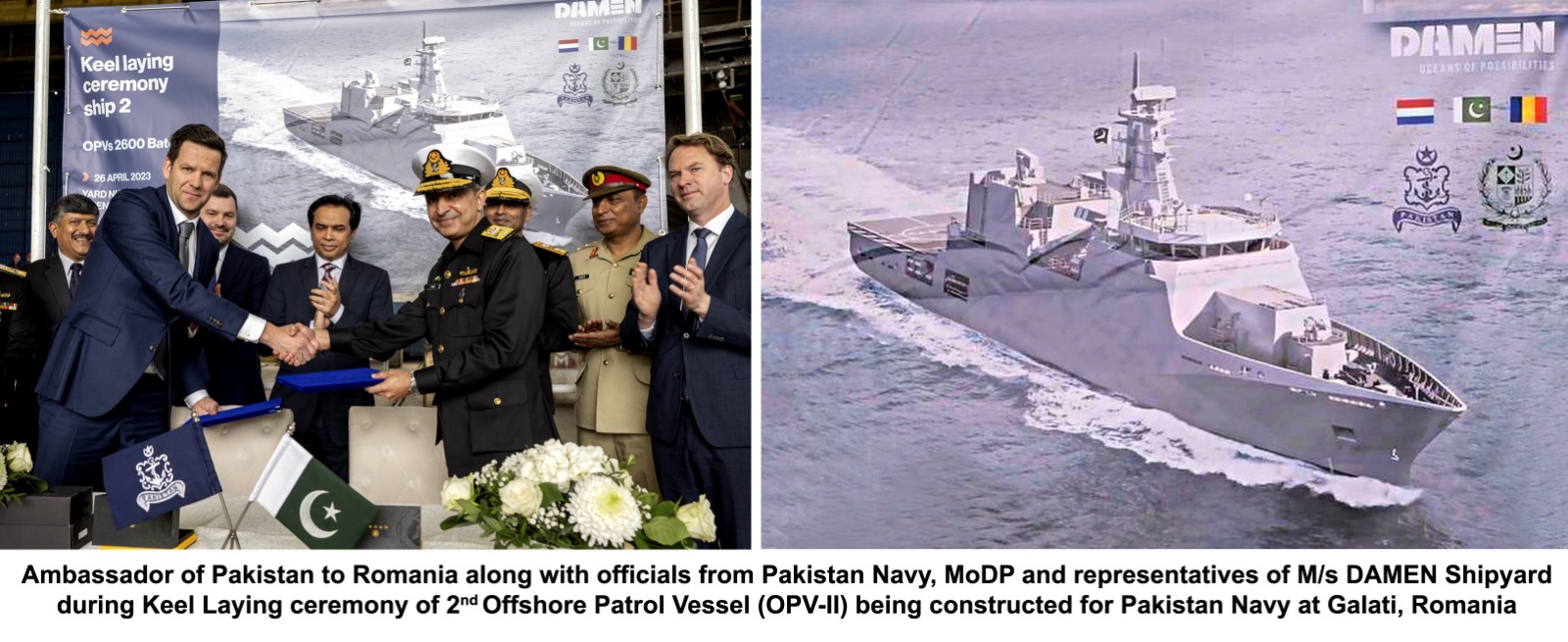 KEEL LAYING CEREMONY OF PAKISTAN NAVY OFFSHORE PATROL VESSEL HELD AT ROMANIA.
