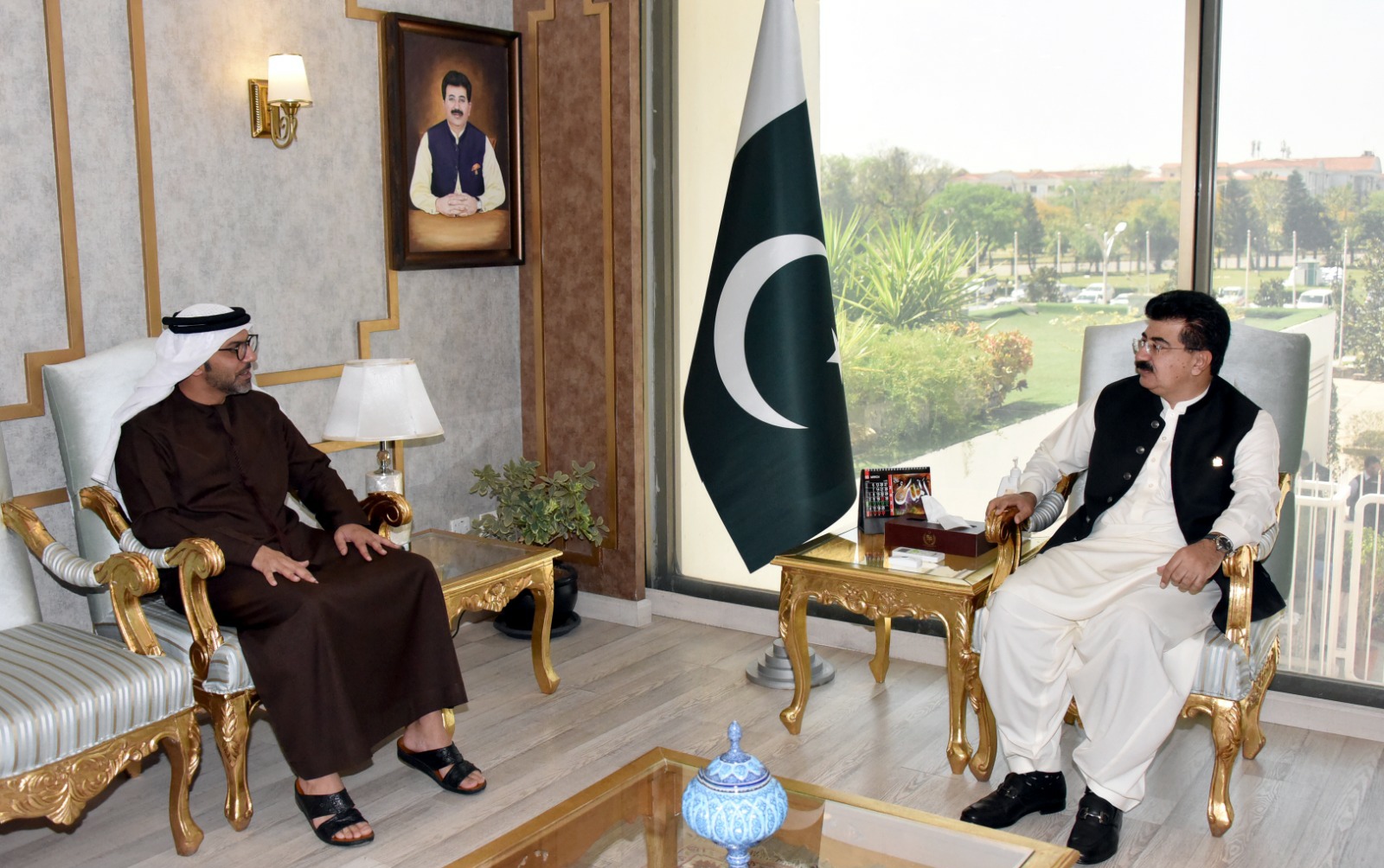 UAE Envoy, Sanjrani agree to intensify efforts to deal with the challenge of Islamophobia.