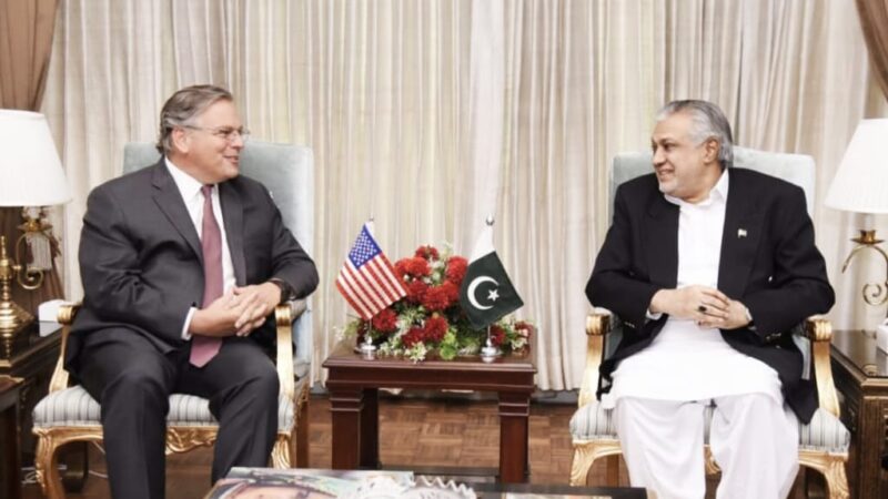 U.S Ambassador to Pakistan called on Federal Minister Mohammad Ishaq Dar.