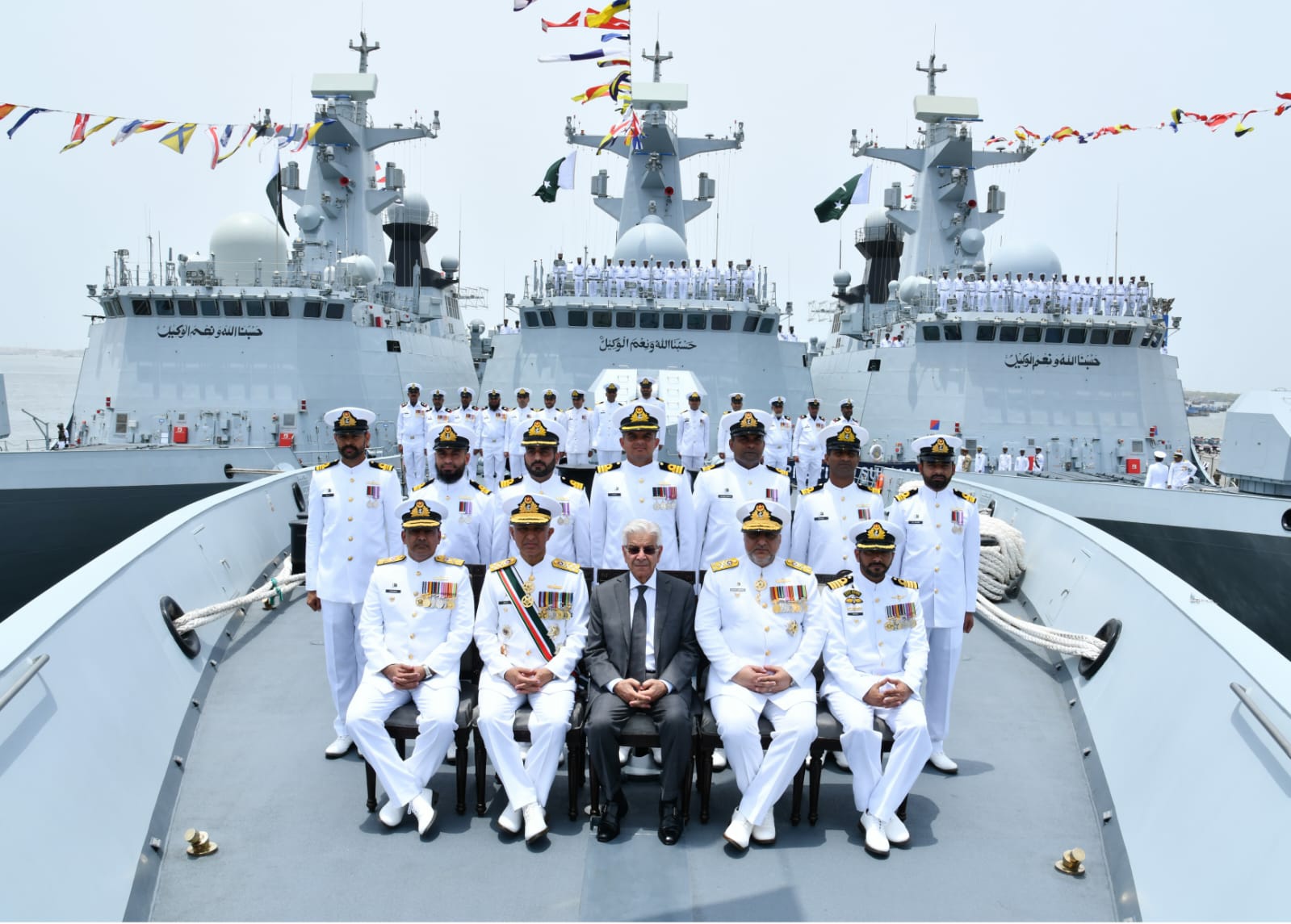 Ceremony of two newly constructed Type 054 A/P Frigates PNS SHAHJAHAN & TIPPU SULTAN held at Karachi.