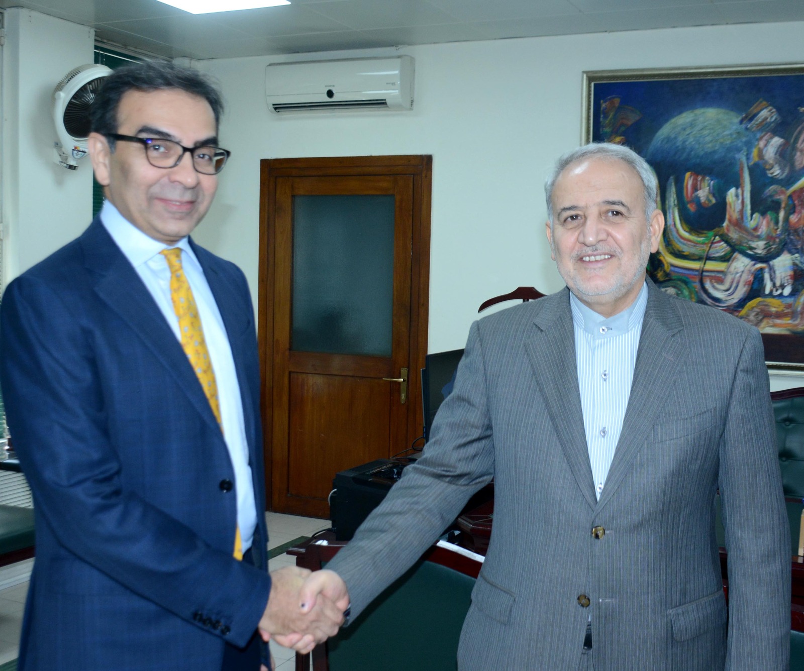 Ambassador of the Islamic Republic of Iran to Pakistan H.E. Dr. Reza Amiri Moghaddam called on Caretaker Federal Minister for Power and Petroleum.