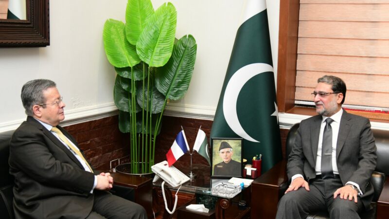 H.E. Mr. Nicolas GALEY, Ambassador of the France called on Minister for Defence, Lt Gen (Retd) Anwar Ali Hyder.