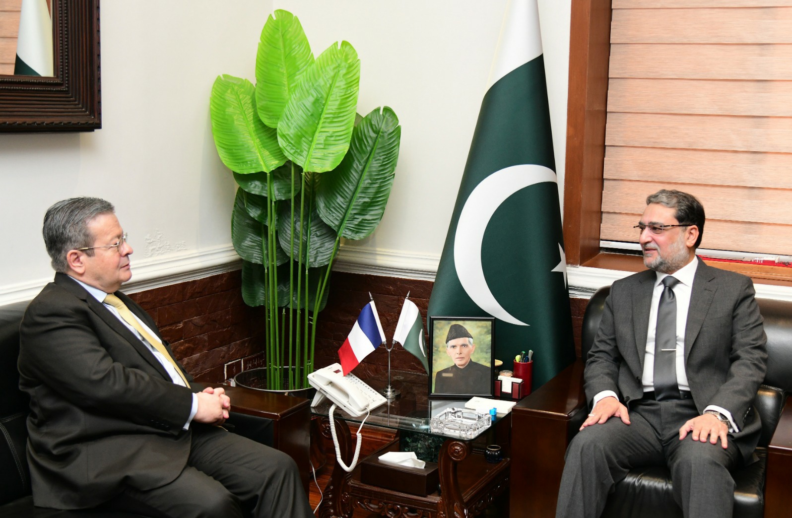 H.E. Mr. Nicolas GALEY, Ambassador of the France called on Minister for Defence, Lt Gen (Retd) Anwar Ali Hyder.