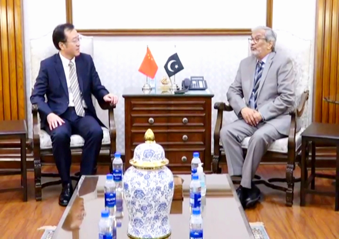 Consul General of China Ying Yunding meeting with Caretaker Chief Minister Sindh Justice (Rtd) Maqbool Baqir.