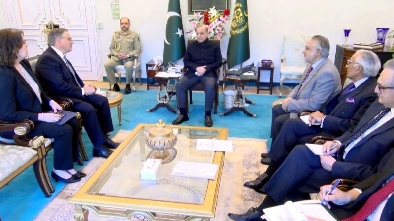U.S Ambassador to Pakistan Donald Blome meeting with Prime Minister Sharif.
