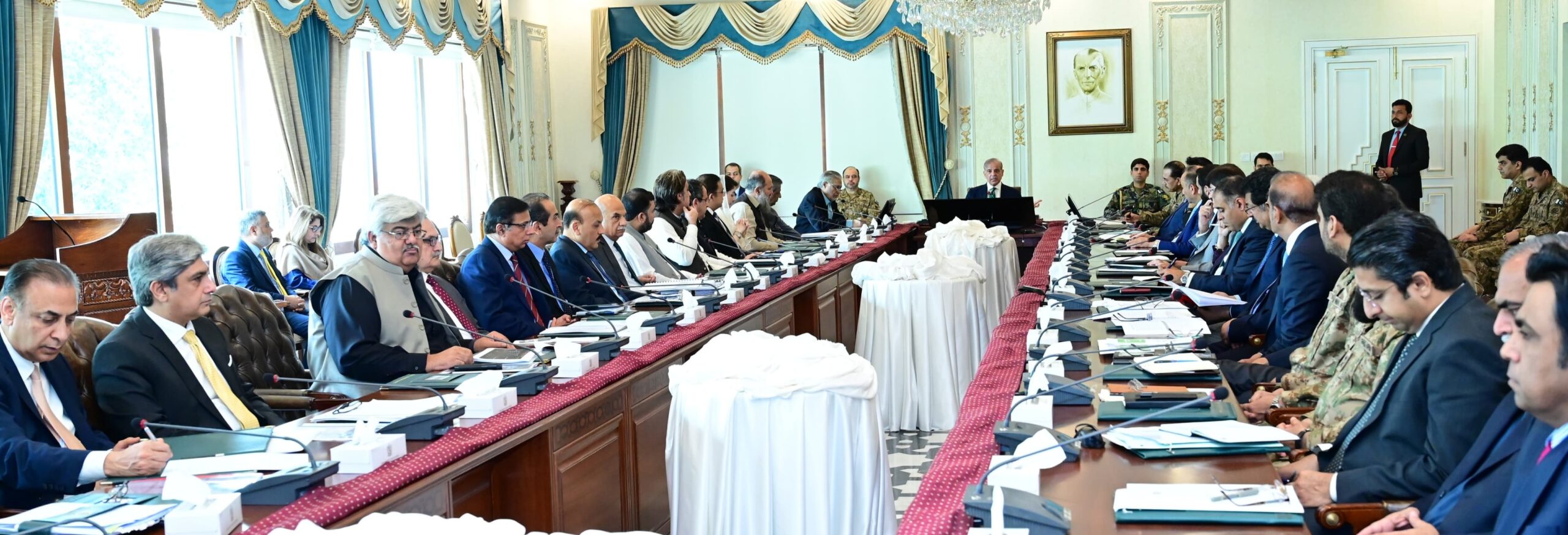 PM Shehbaz Sharif chairs a meeting on measures against the spectrum of illegal activities.
