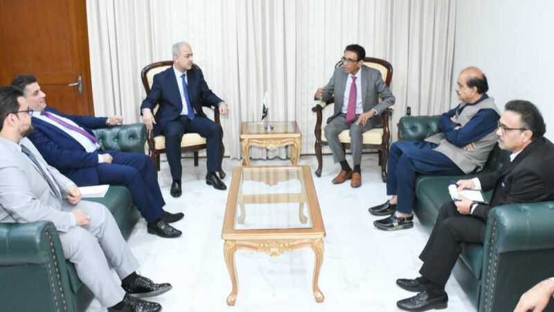 High level Syrian delegation led by the Deputy Minister of Education of Syria Mr. Rami Al-Dhulli called upon the Federal Minister Khalid Maqbool.