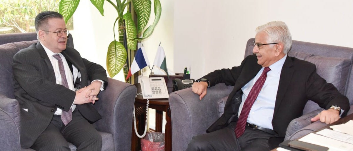 H.E. Mr Nicolas Galey, Ambassador of France to Pakistan called on Federal Minister  Khawaja Asif.