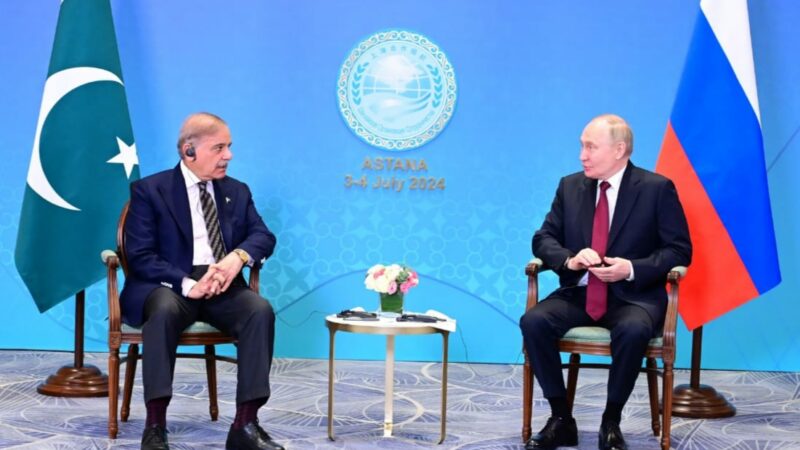 Prime Minister Shehbaz Sharif meets with the President of Russia H.E. Vladimir Putin.