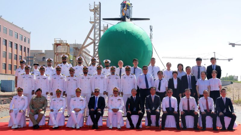 PAKISTAN NAVY LAUNCHES THIRD HANGOR CLASS SUBMARINE IN CHINA.