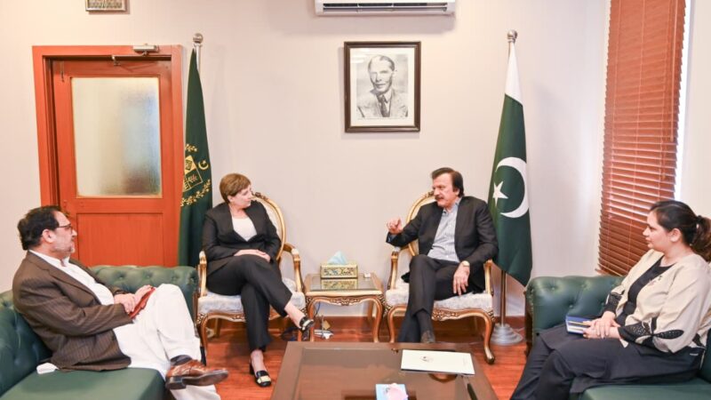 Acting Australian High Commissioner Ms. Nicole Guihot meets SAPM Haroon Akhtar Khan.