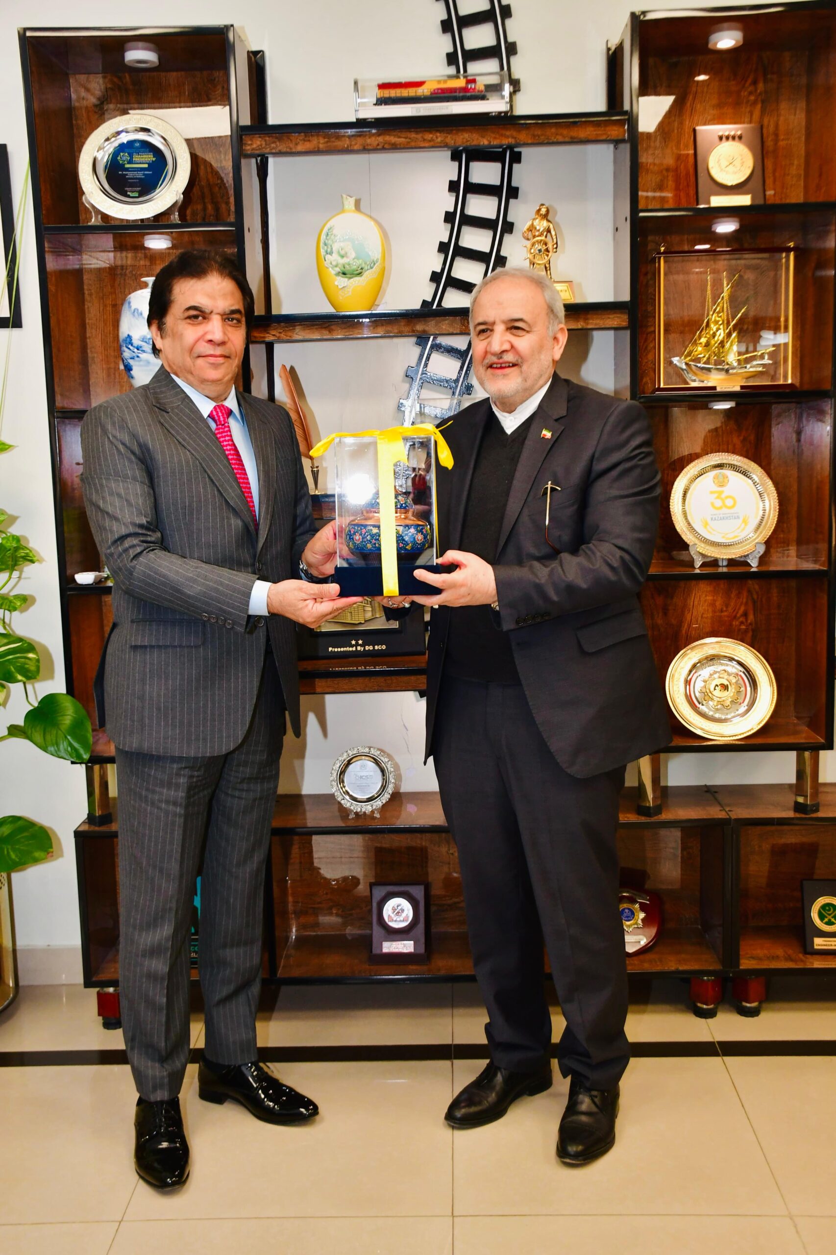 Iranian Ambassador Dr. Reza Amiri Moghaddam calls on Federal Minister for Railways Muhammad Hanif Abbasi