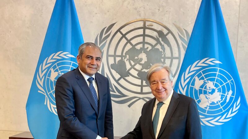 Federal Interior Minister Mohsin Naqvi Meets UN Secretary-General at UN Headquarters, Discusses Regional Situation and International Affairs.